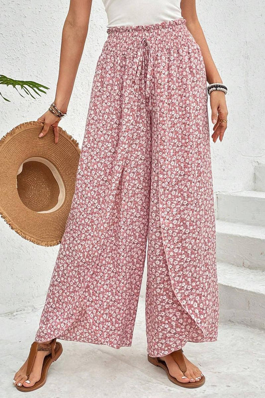 TBG Floral Split Side Wide-Legged Pants