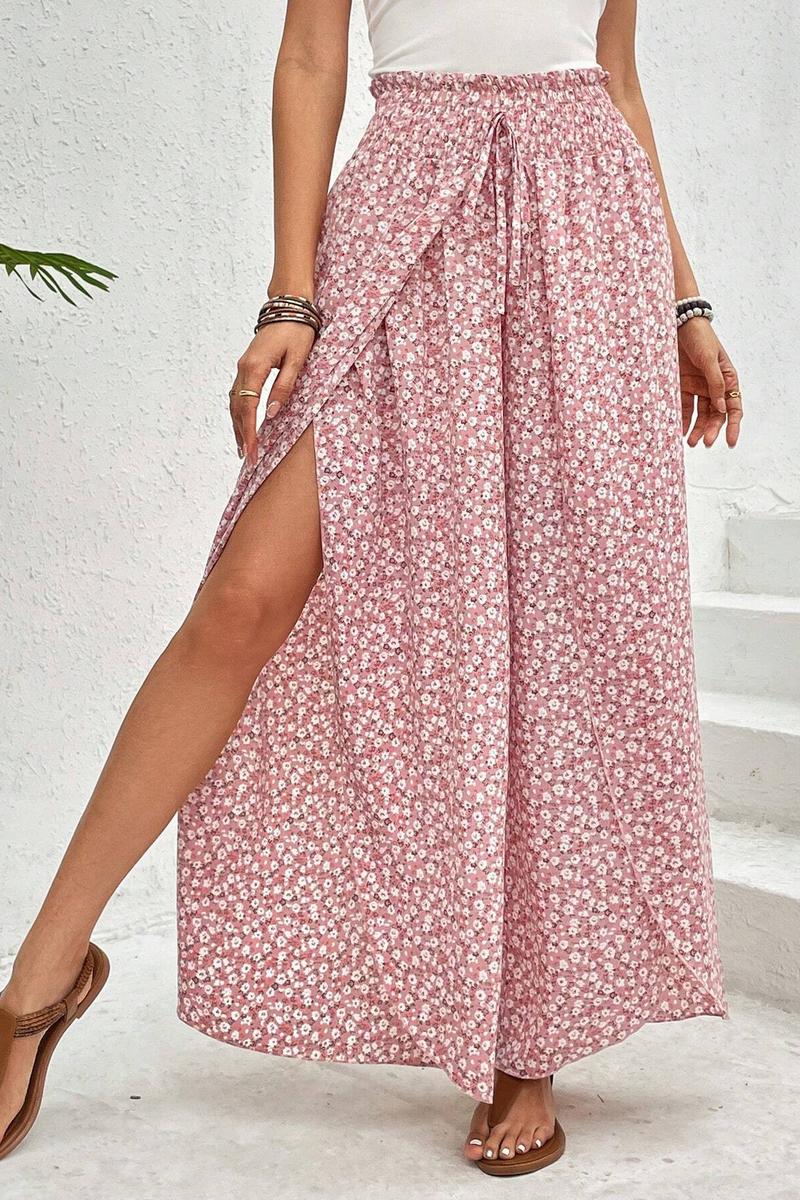 TBG Floral Split Side Wide-Legged Pants