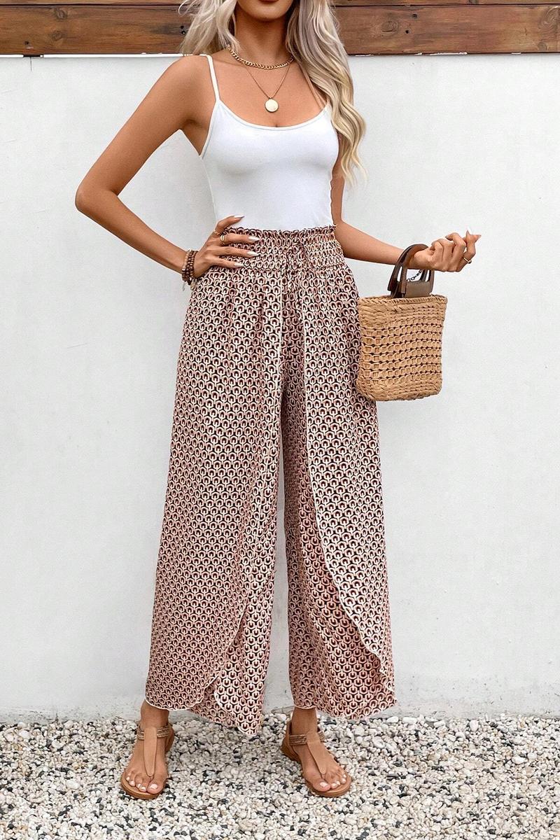 TBG Floral Split Side Wide-Legged Pants