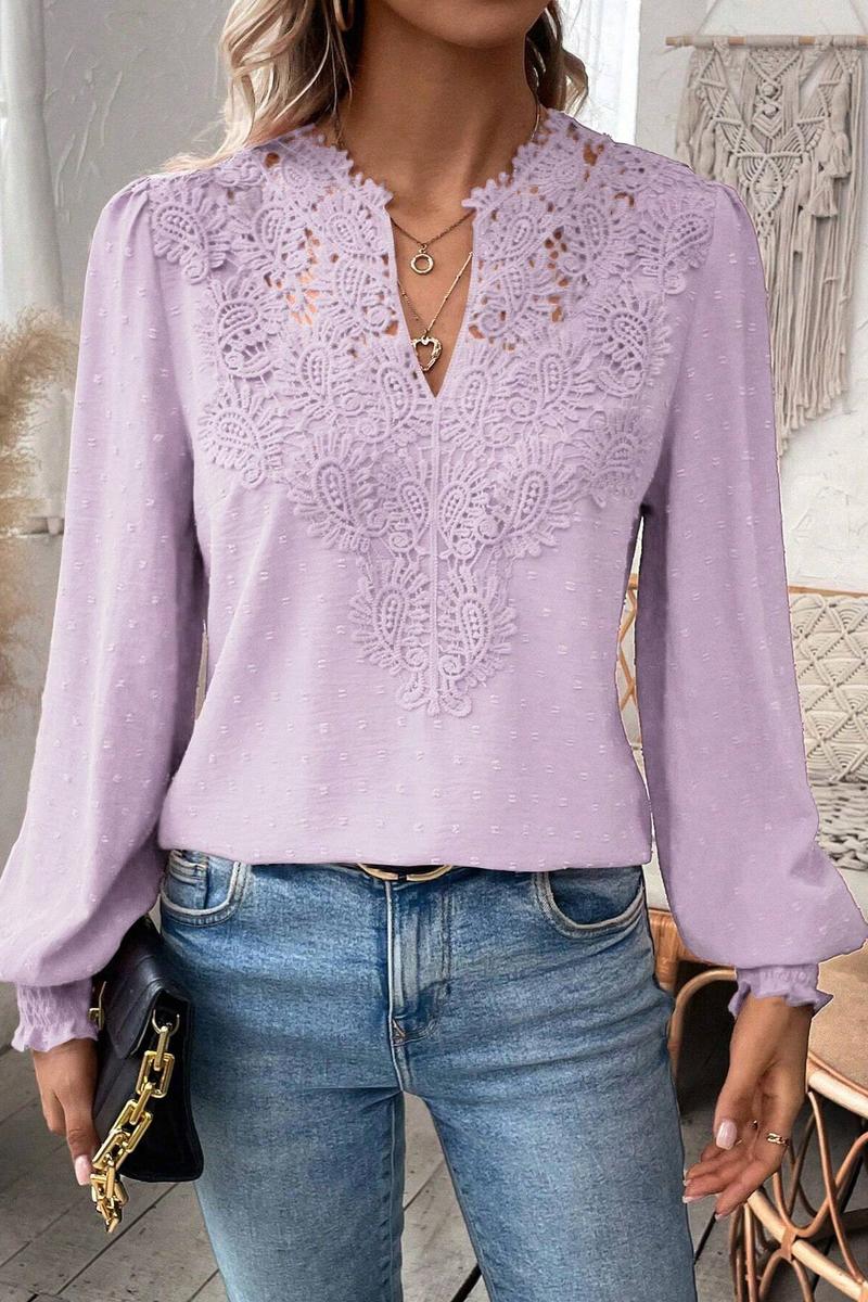 TBG Lace V-Neck Long Sleeve Top