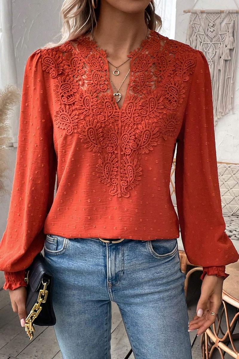 TBG Lace V-Neck Long Sleeve Top