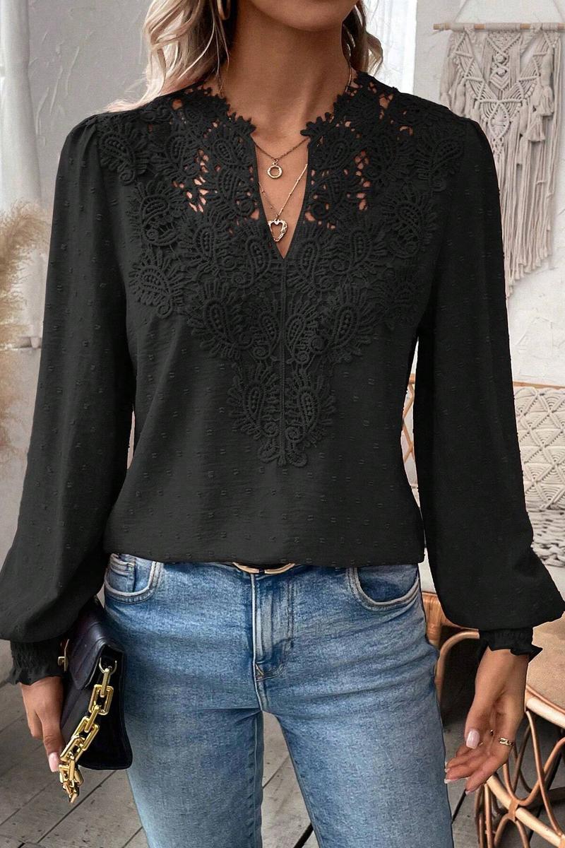 TBG Lace V-Neck Long Sleeve Top