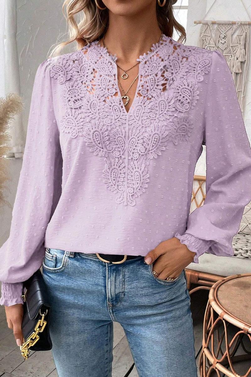 TBG Lace V-Neck Long Sleeve Top