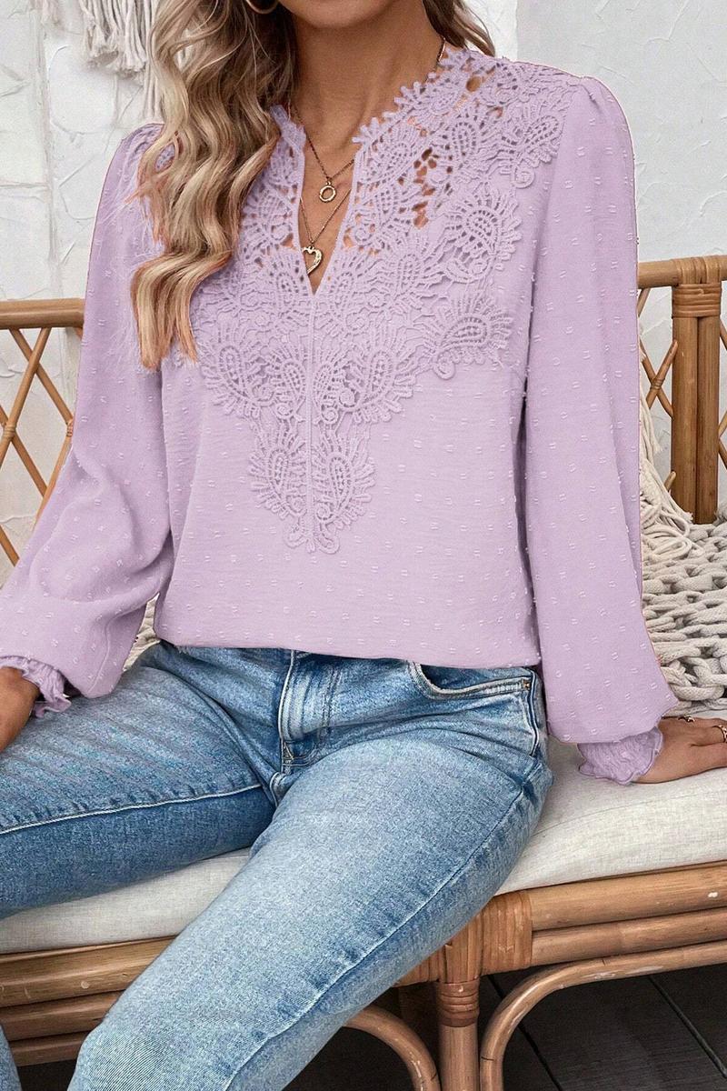 TBG Lace V-Neck Long Sleeve Top