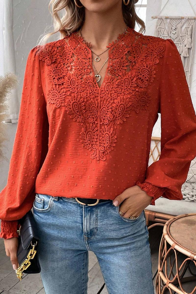 TBG Lace V-Neck Long Sleeve Top