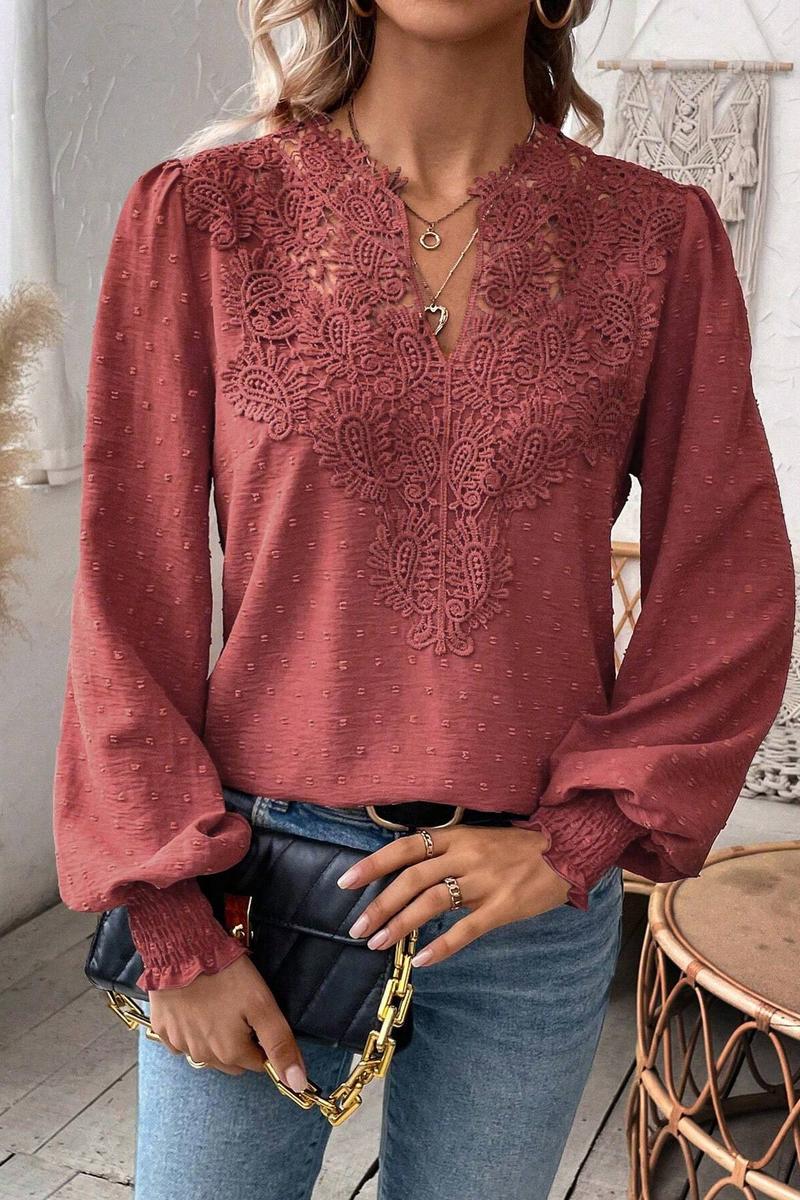 TBG Lace V-Neck Long Sleeve Top