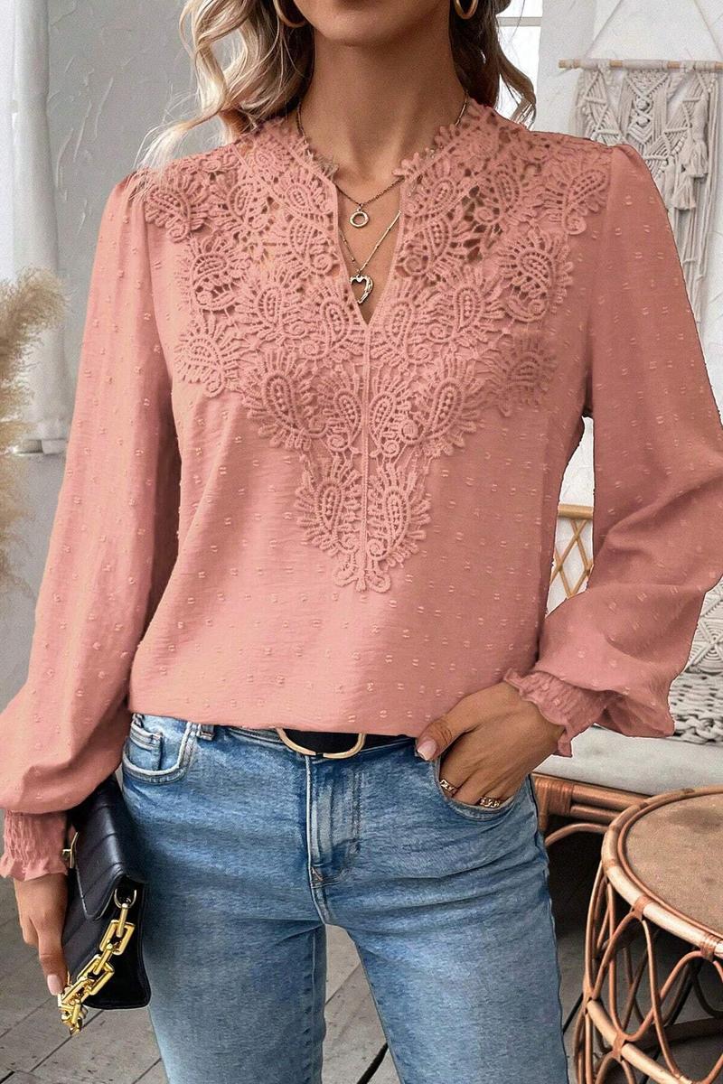 TBG Lace V-Neck Long Sleeve Top