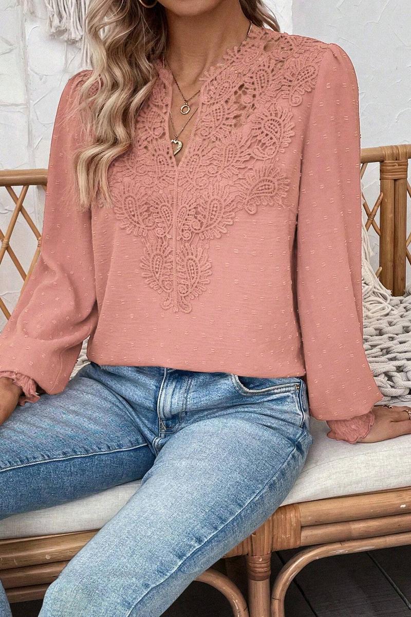 TBG Lace V-Neck Long Sleeve Top