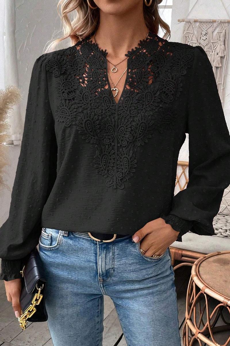 TBG Lace V-Neck Long Sleeve Top