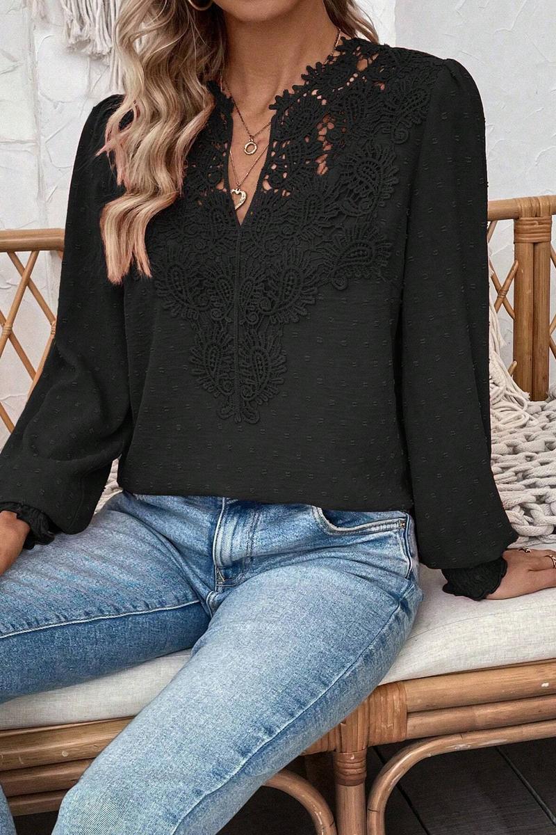 TBG Lace V-Neck Long Sleeve Top