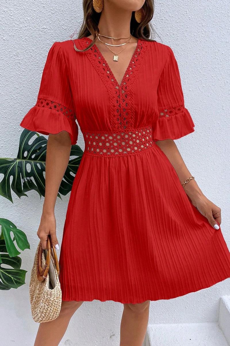 TBG Lace-Trimmed V-Neck Dress