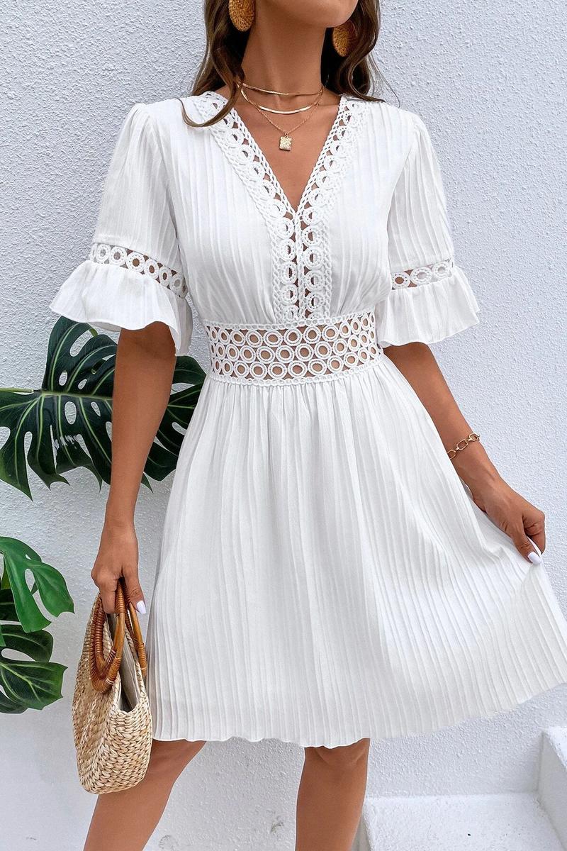 TBG Lace-Trimmed V-Neck Dress