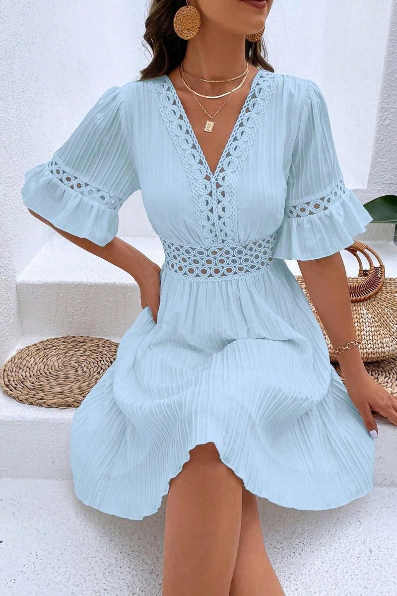 TBG Lace-Trimmed V-Neck Dress