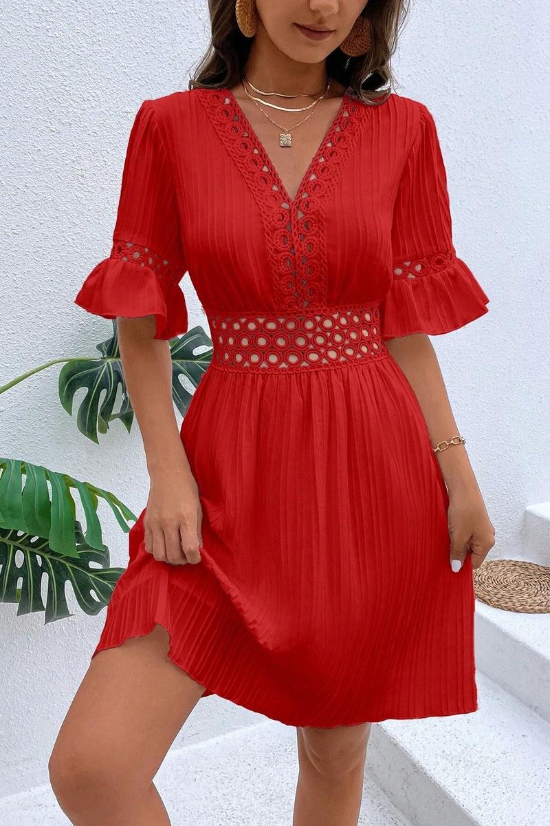 TBG Lace-Trimmed V-Neck Dress