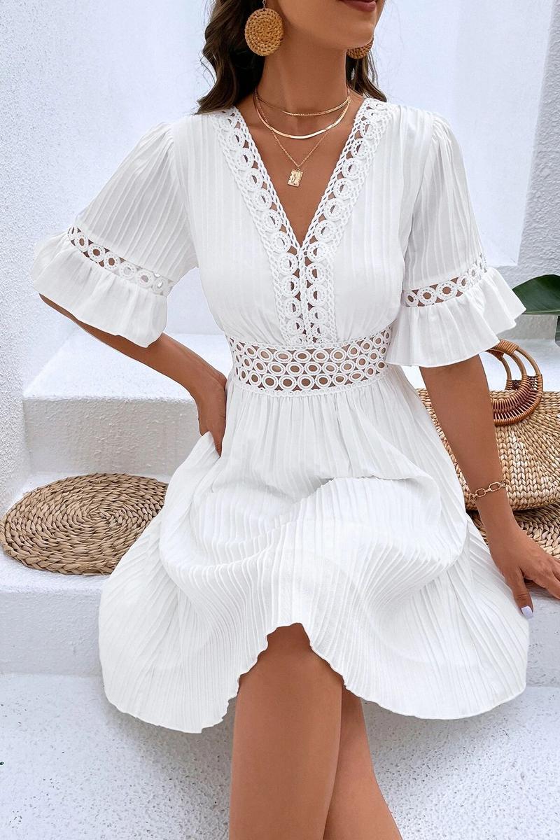 TBG Lace-Trimmed V-Neck Dress