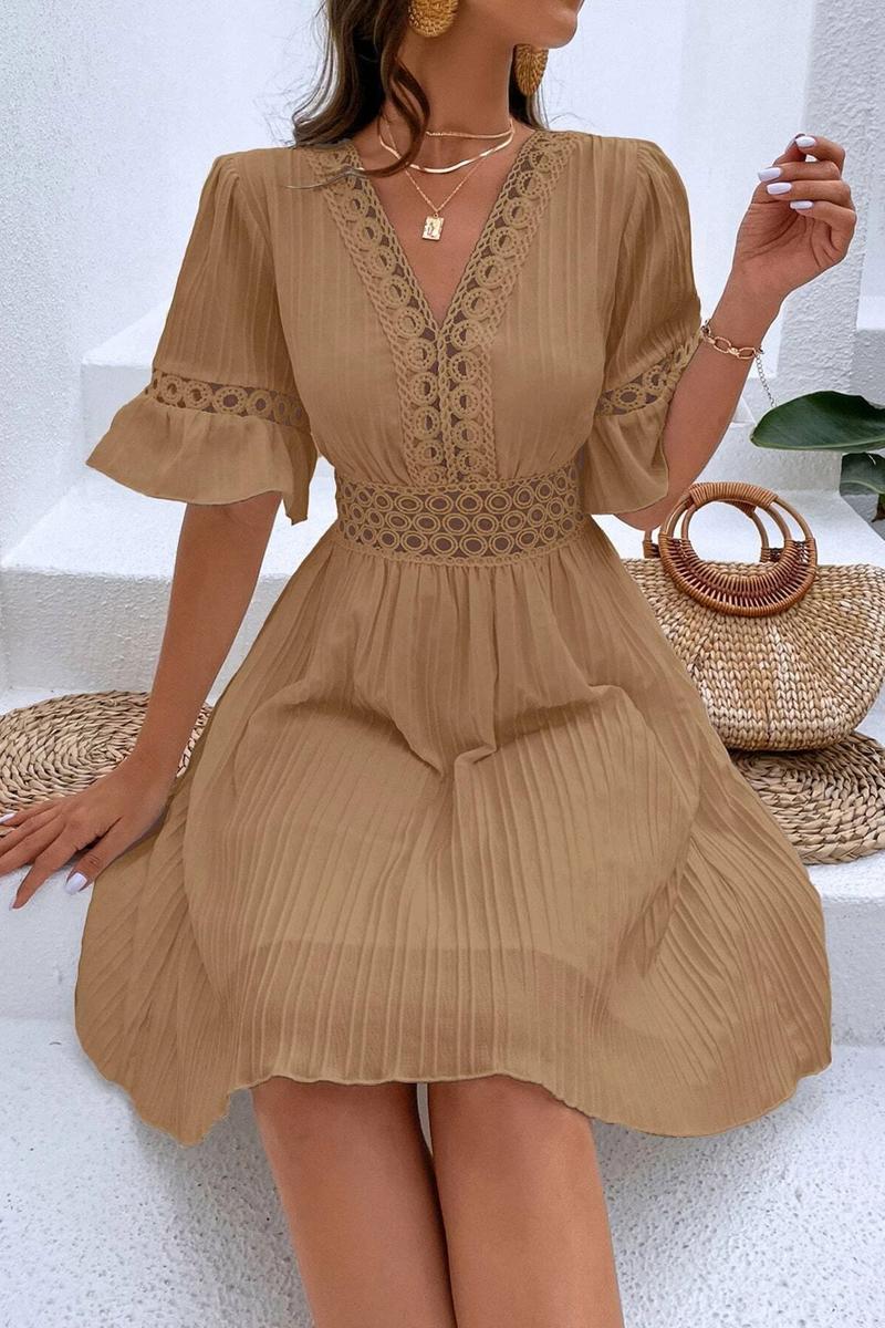 TBG Lace-Trimmed V-Neck Dress