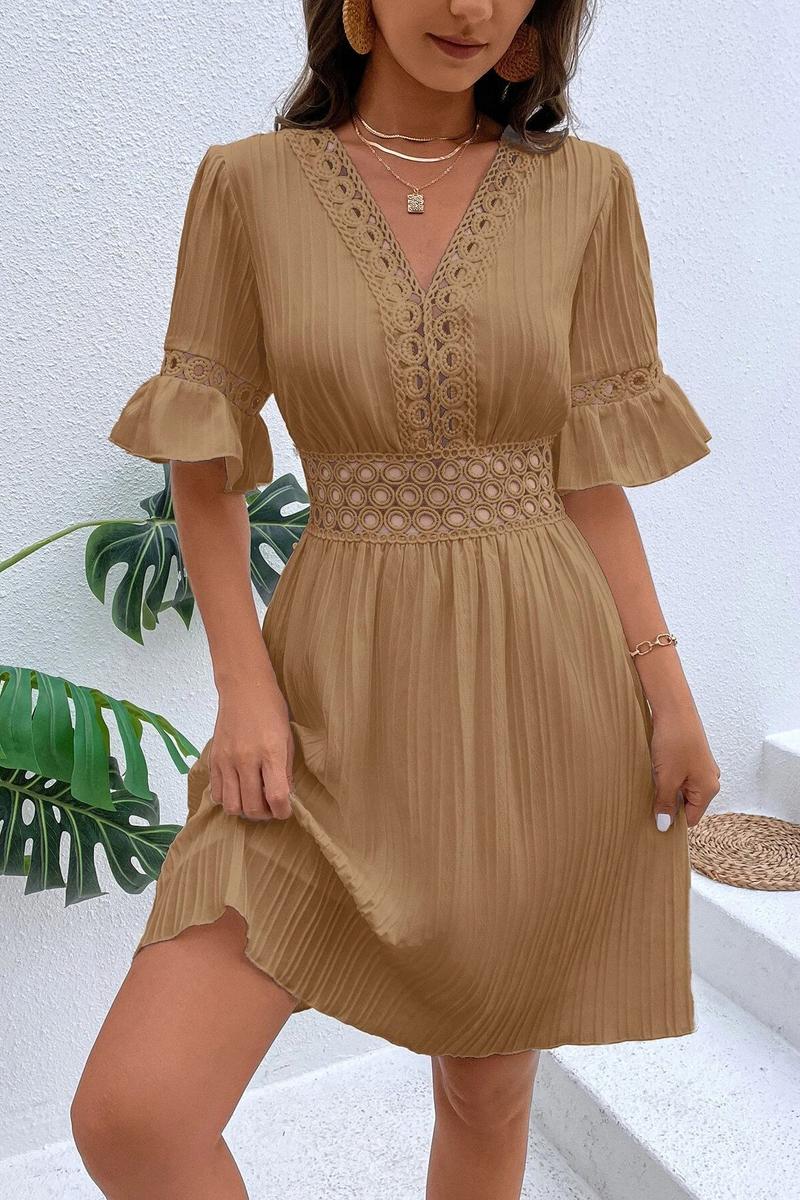 TBG Lace-Trimmed V-Neck Dress