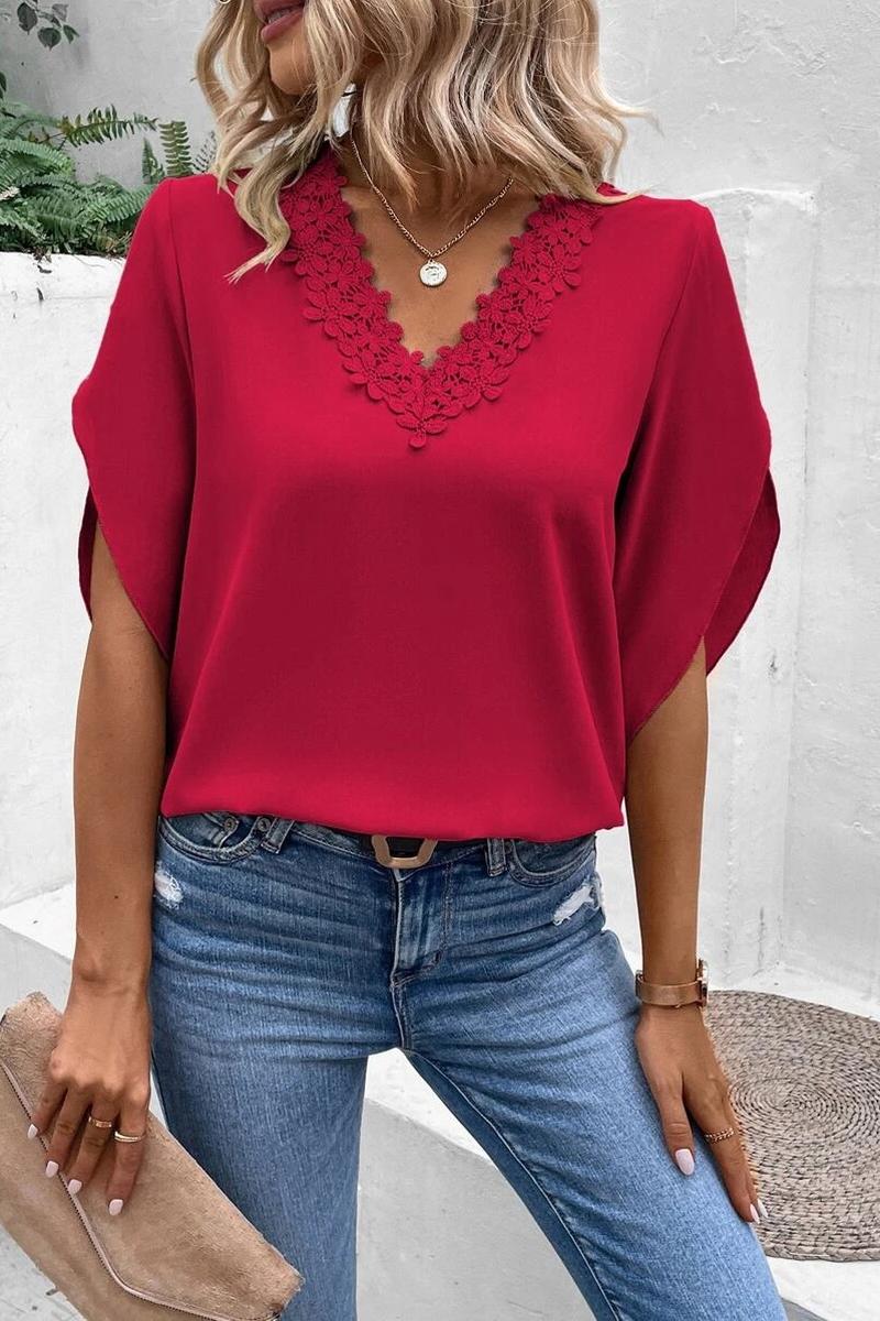 TBG Lace V-Neck Batwing Sleeve Top