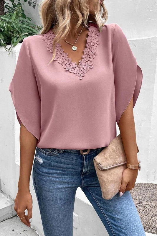 TBG Lace V-Neck Batwing Sleeve Top