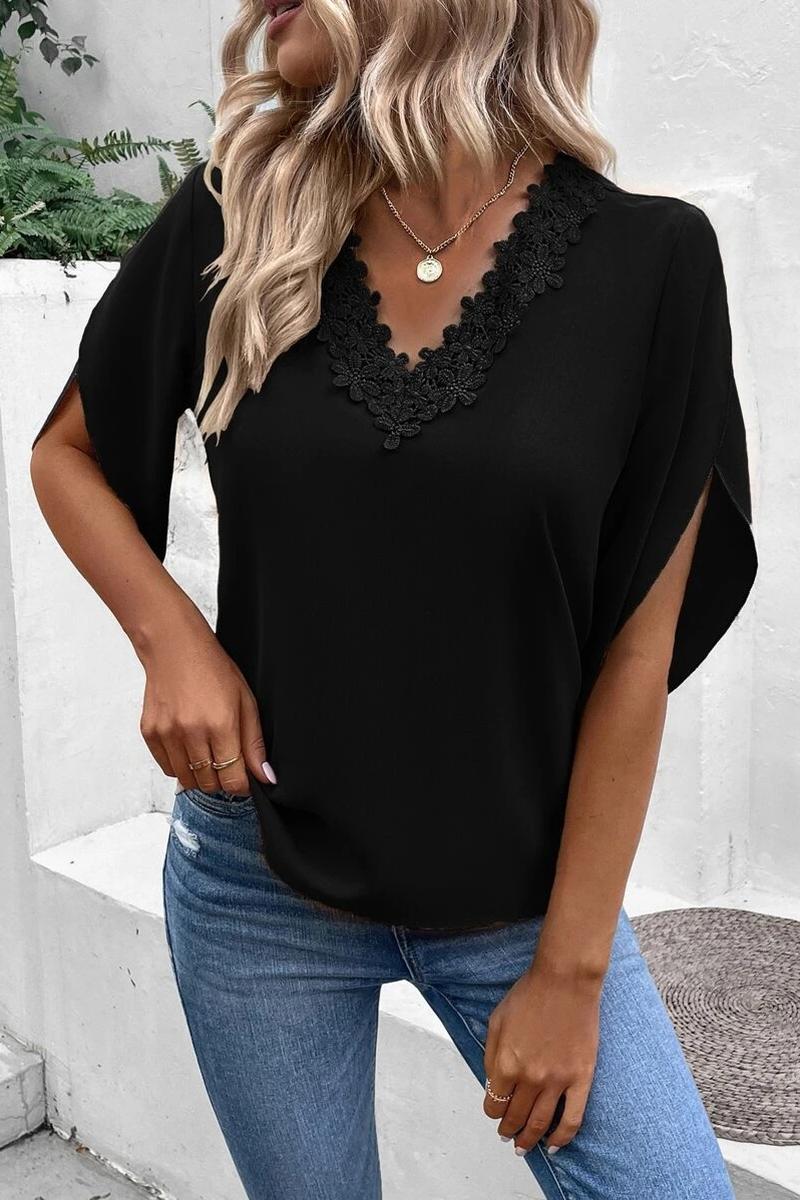 TBG Lace V-Neck Batwing Sleeve Top