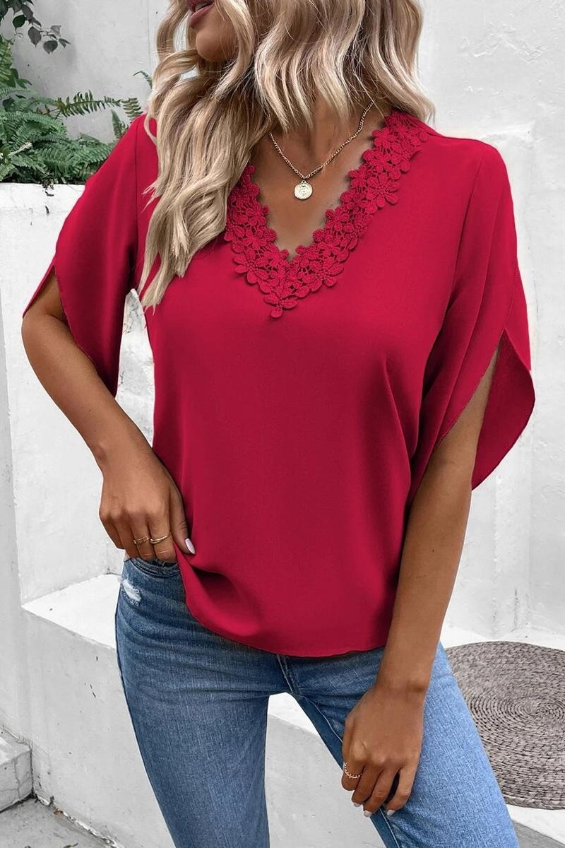 TBG Lace V-Neck Batwing Sleeve Top