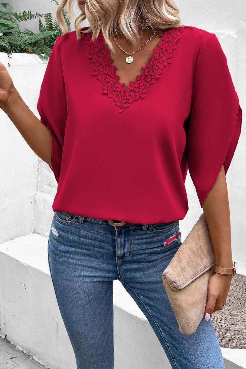 TBG Lace V-Neck Batwing Sleeve Top