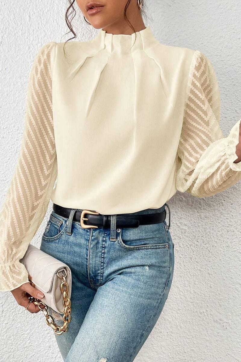 TBG Wave Pattern Semi-High Neck Blouse