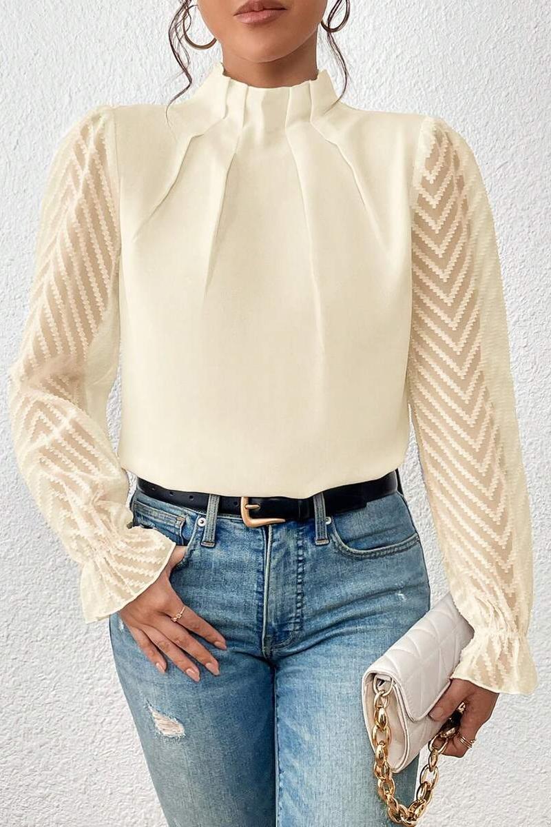 TBG Wave Pattern Semi-High Neck Blouse