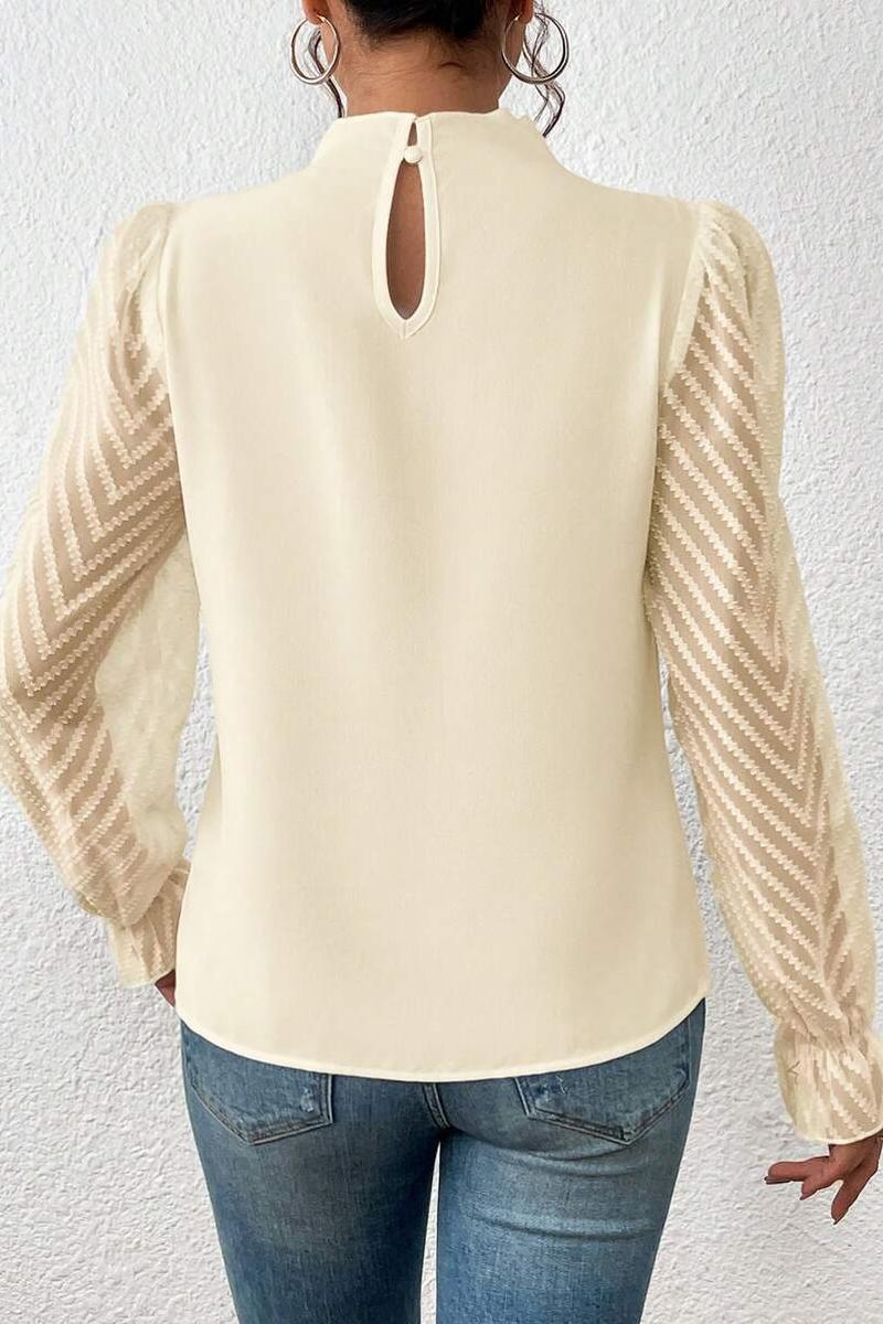 TBG Wave Pattern Semi-High Neck Blouse