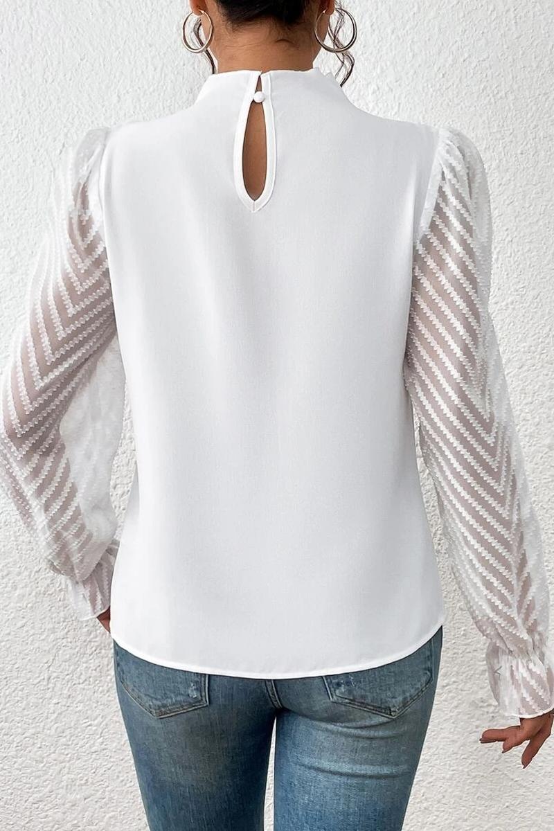 TBG Wave Pattern Semi-High Neck Blouse