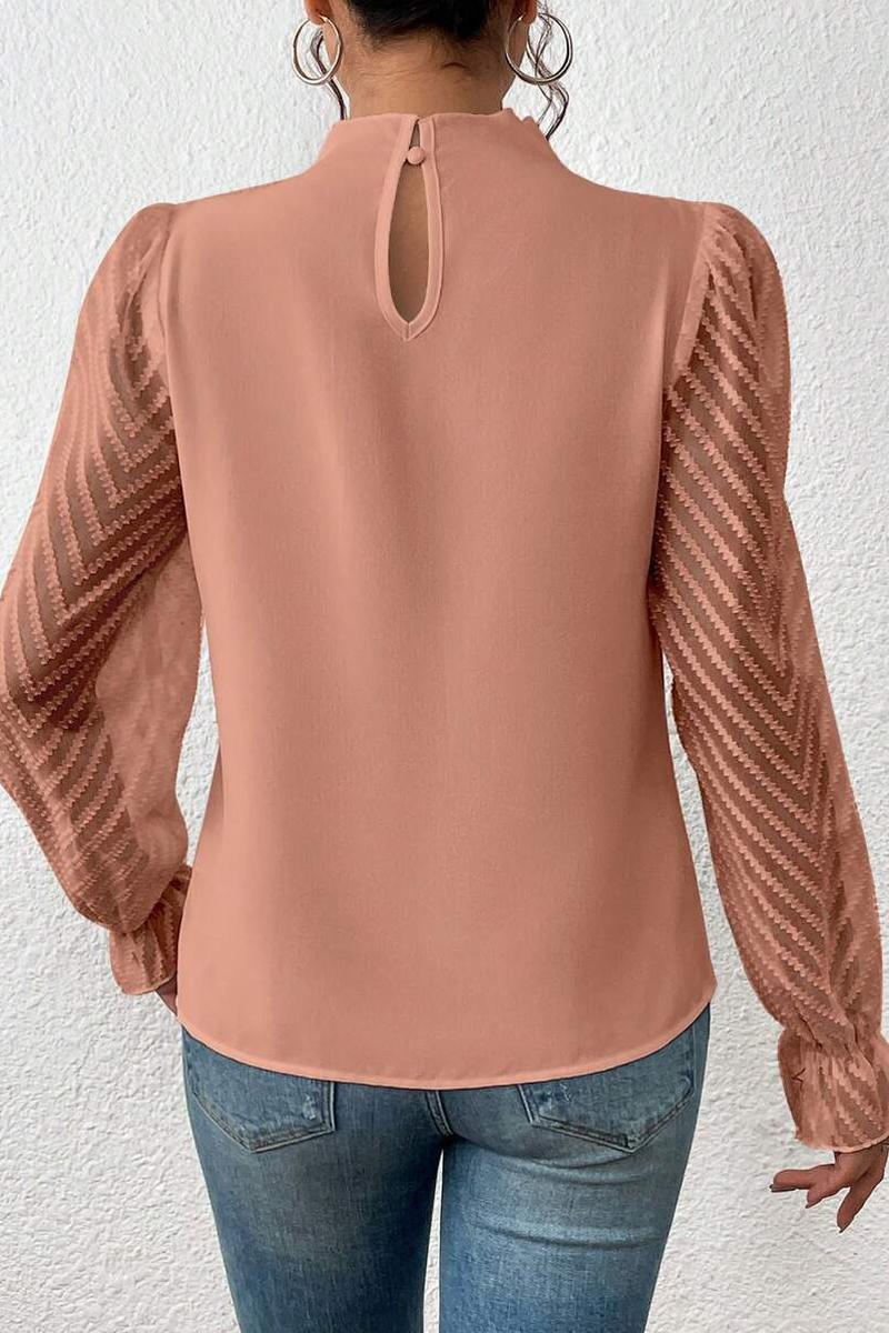 TBG Wave Pattern Semi-High Neck Blouse