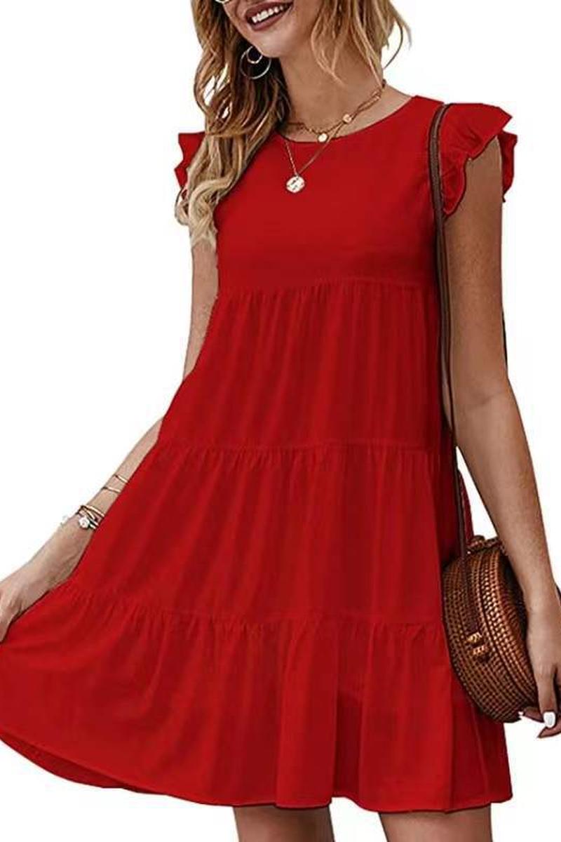 TBG Solid Color Short-Sleeve Cake Dress