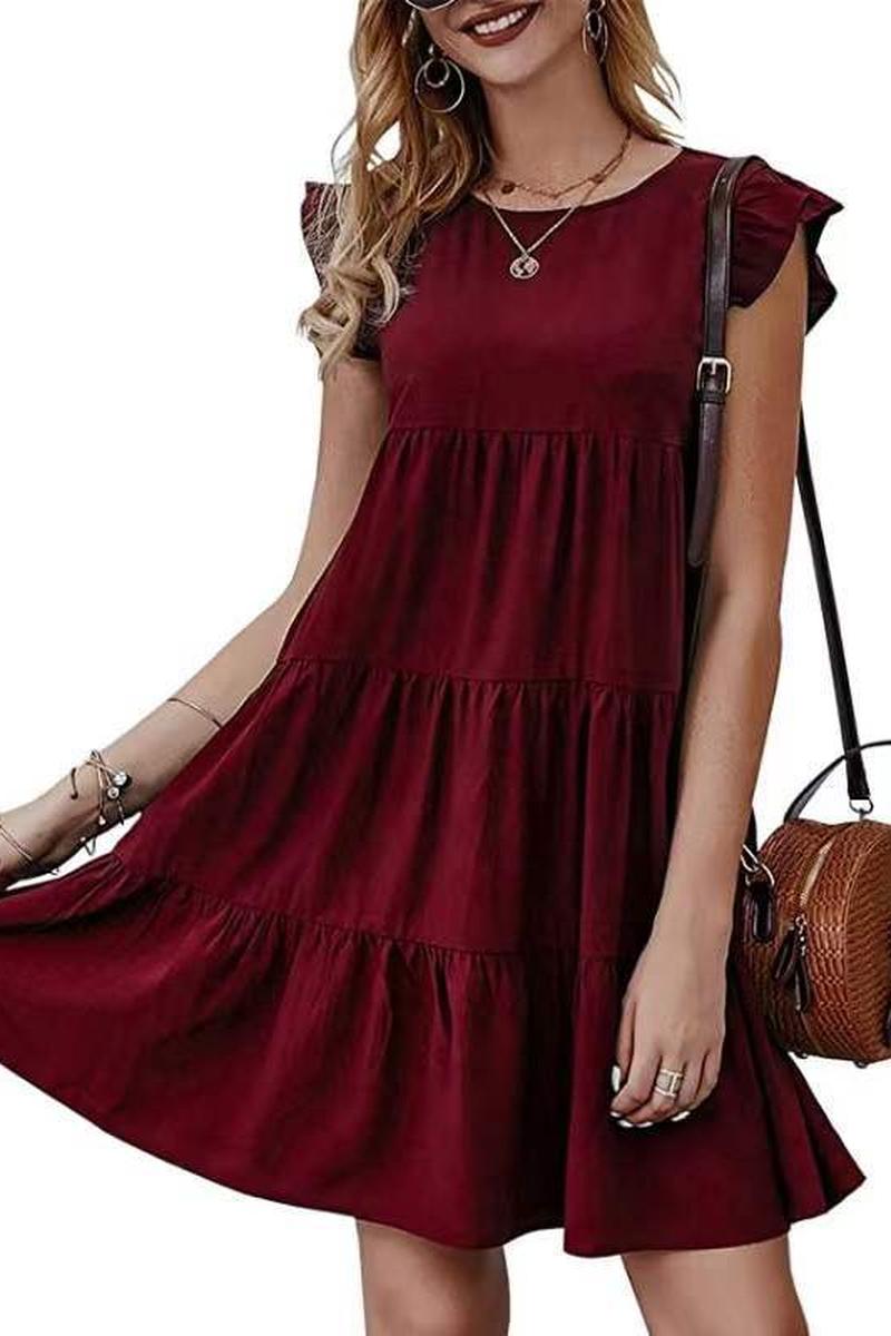 TBG Solid Color Short-Sleeve Cake Dress