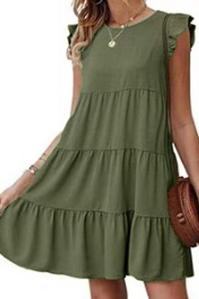 TBG Solid Color Short-Sleeve Cake Dress