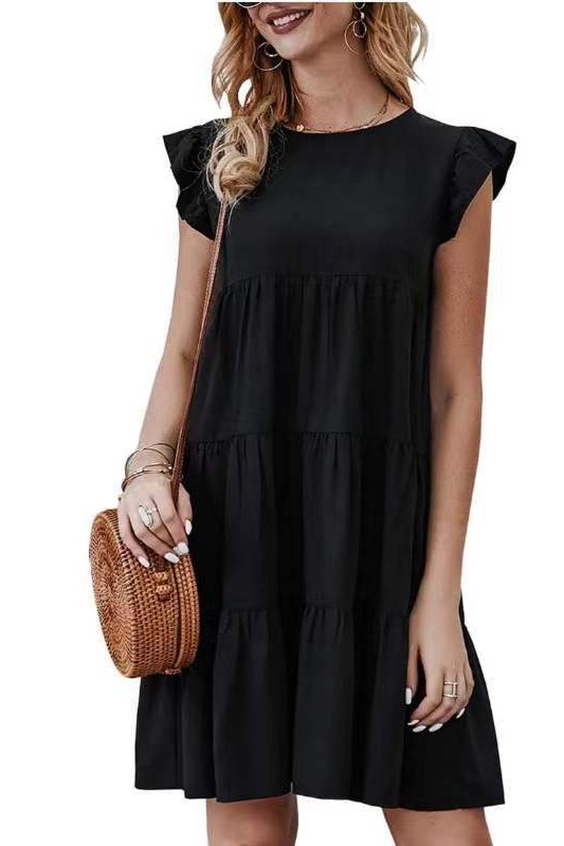 TBG Solid Color Short-Sleeve Cake Dress