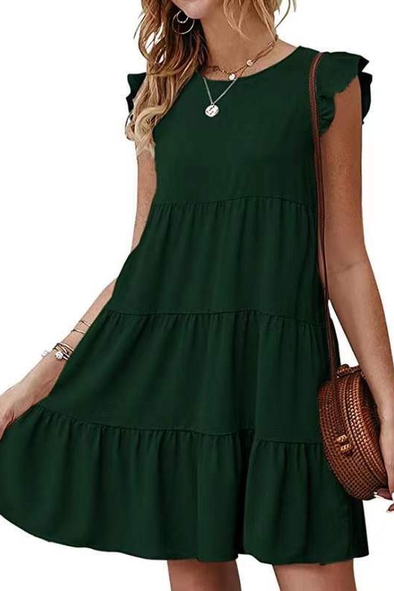 TBG Solid Color Short-Sleeve Cake Dress