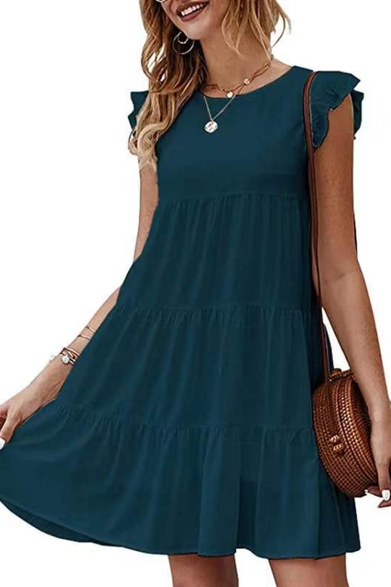 TBG Solid Color Short-Sleeve Cake Dress