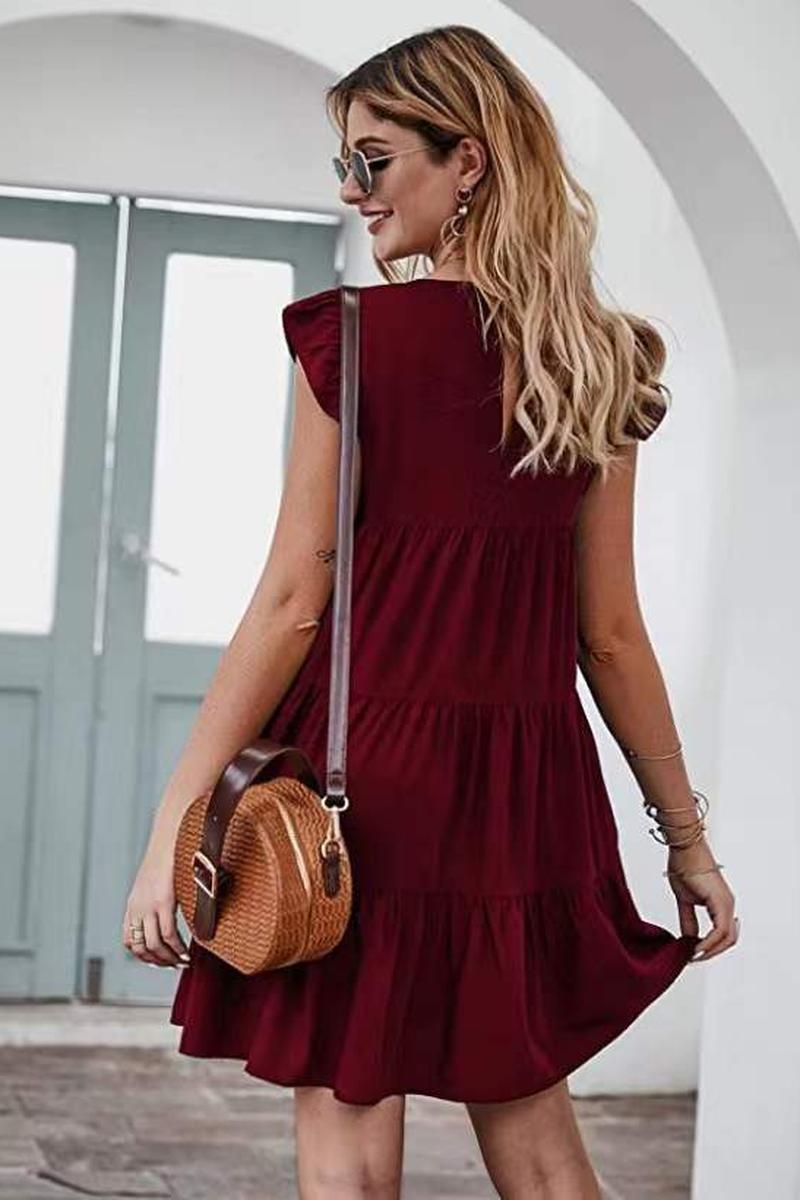 TBG Solid Color Short-Sleeve Cake Dress