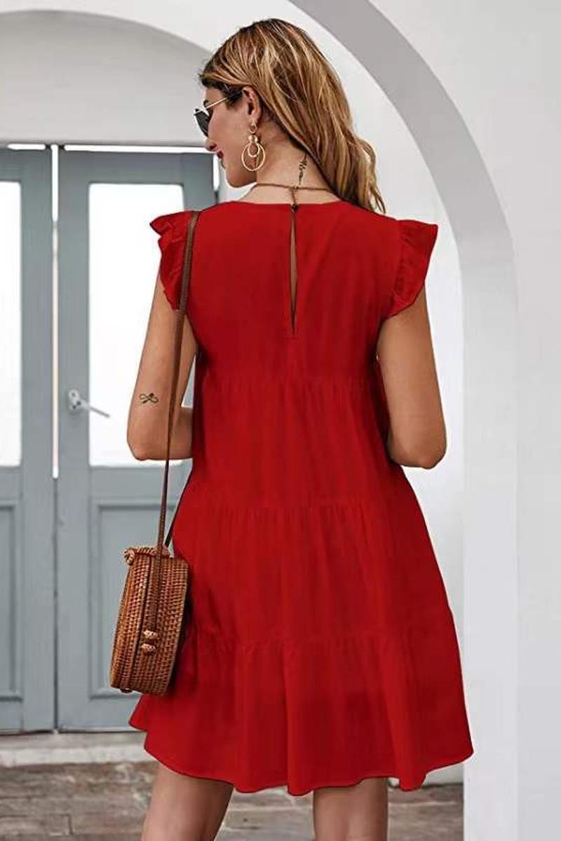 TBG Solid Color Short-Sleeve Cake Dress