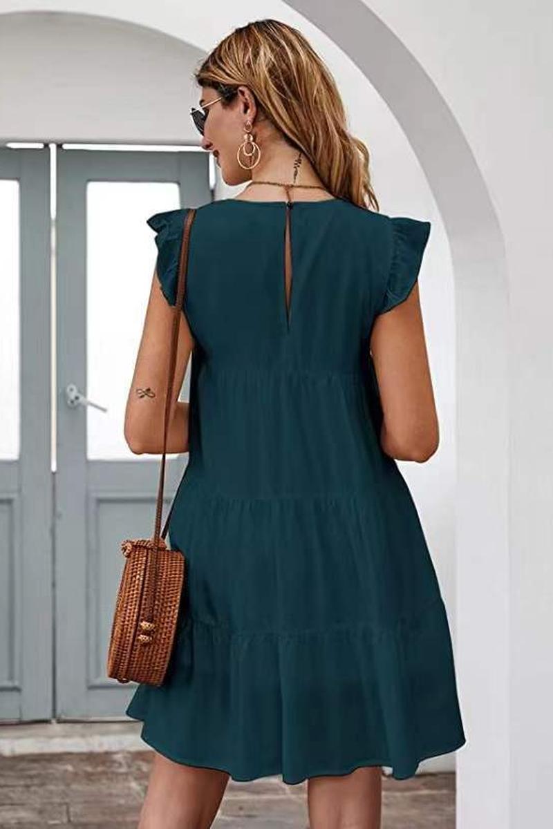 TBG Solid Color Short-Sleeve Cake Dress