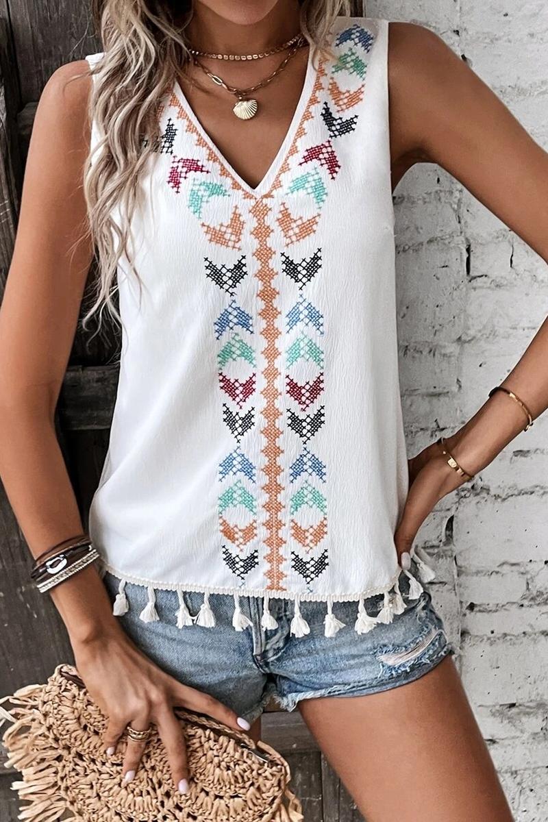 TBG Ethnic Embroidered Sleeveless Top