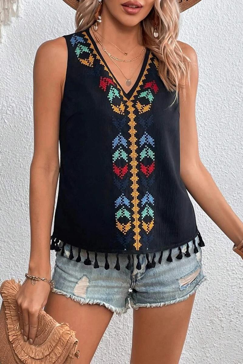 TBG Ethnic Embroidered Sleeveless Top