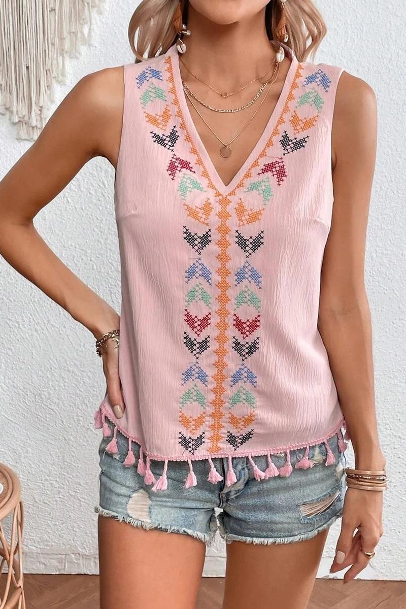 TBG Ethnic Embroidered Sleeveless Top