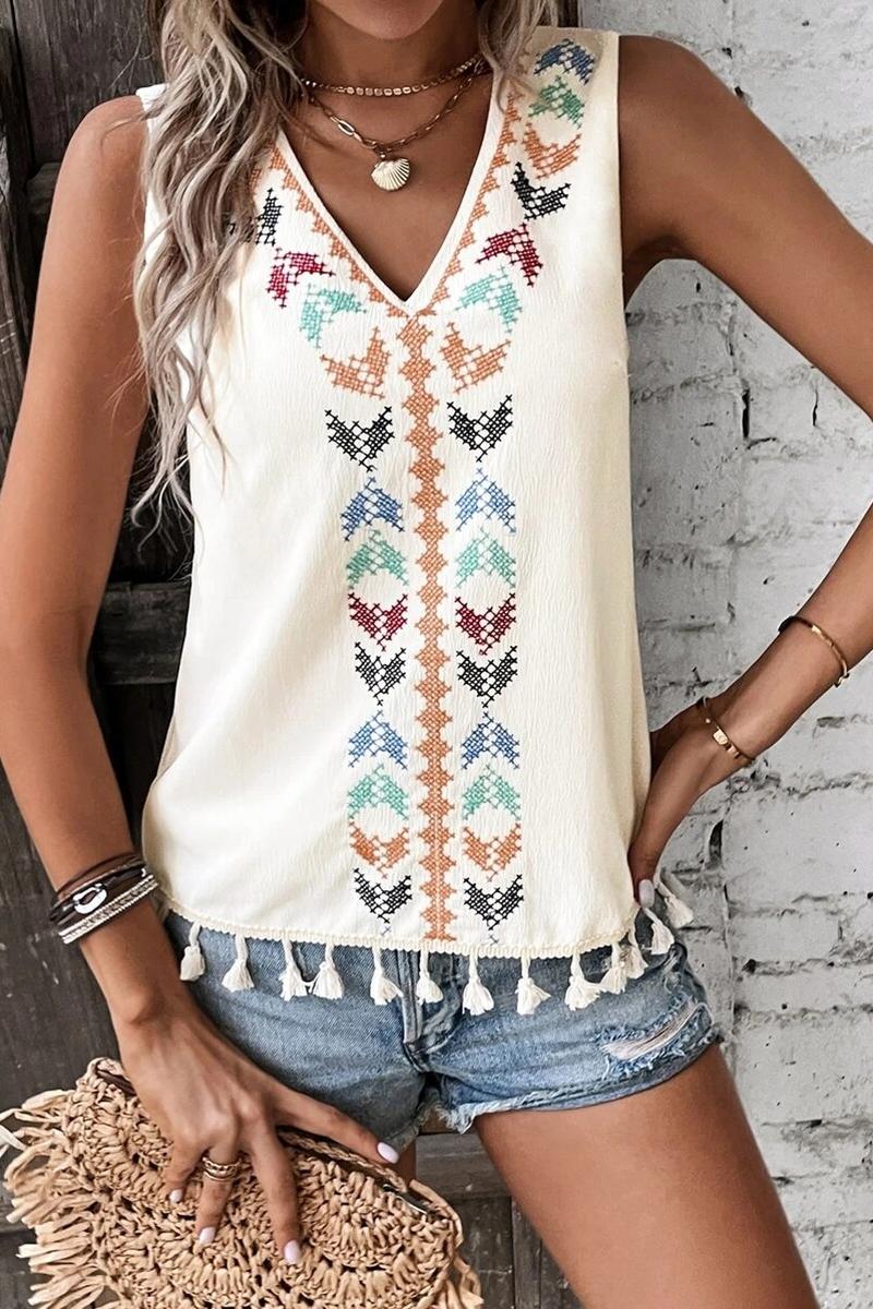 TBG Ethnic Embroidered Sleeveless Top