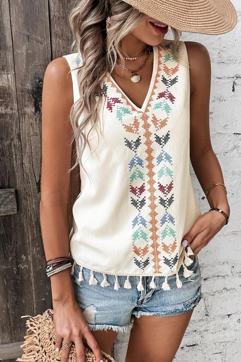 TBG Ethnic Embroidered Sleeveless Top