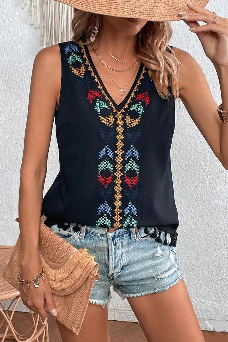 TBG Ethnic Embroidered Sleeveless Top