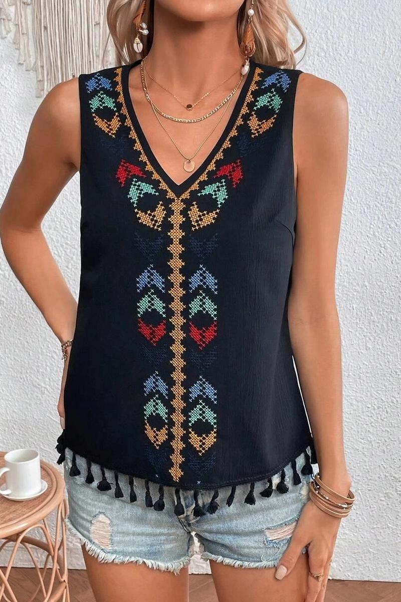 TBG Ethnic Embroidered Sleeveless Top