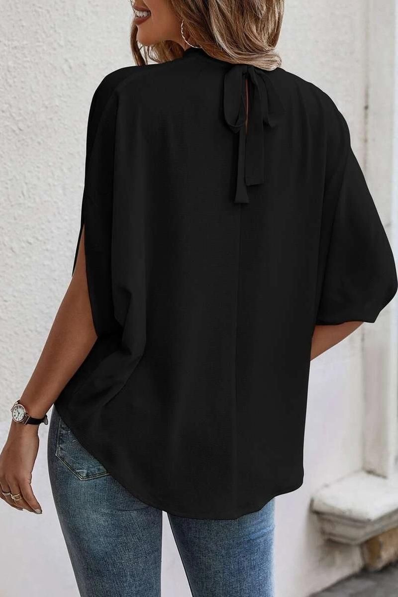 TBG Printed Open-Side Batwing Sleeve Top