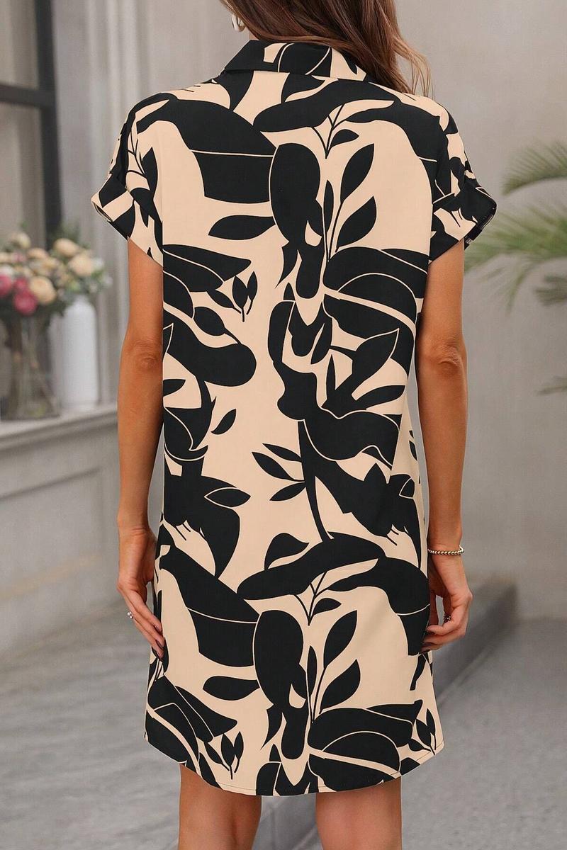 TBG Floral Printed Short-Sleeve Shirt Dress