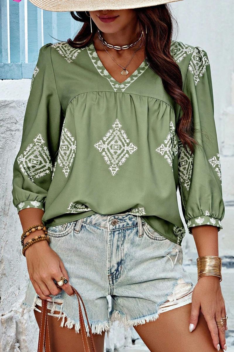 TBG Printed Three-Quarter Sleeve Top